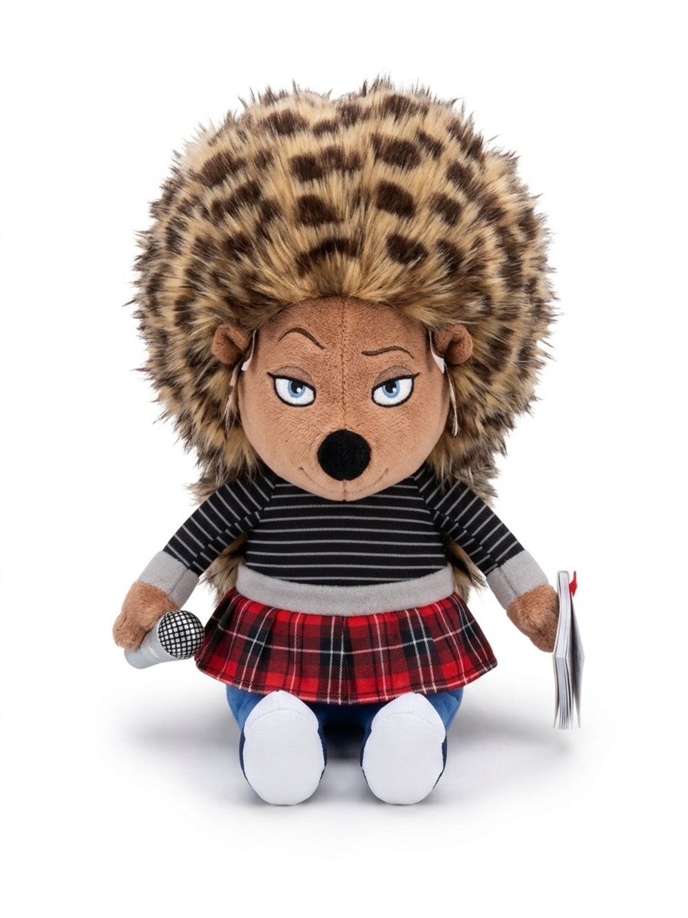 Ty Beanie Ash Hedgehog Plush with Red Plaid Skirt and Black-Gray Stripes